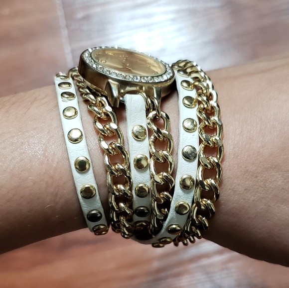 💲Gold and White Wrap-around Watch💲 - Picture 2 of 5